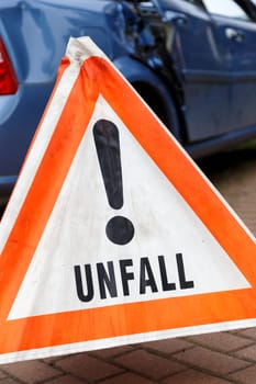 warning triangle on road