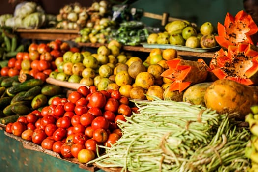 Fruit and Vegetable Market with mixed tropical locale products, in Havana, Cuba