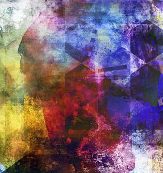 mixed media painting - textures collage decorative