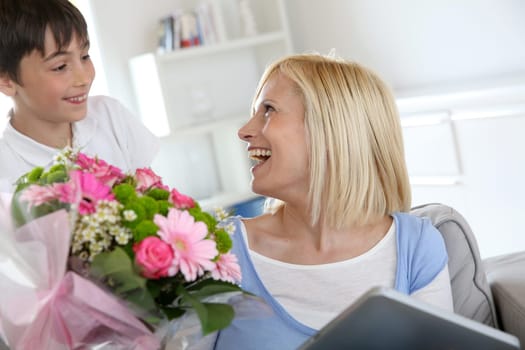 Young boy celebrating mother's day
