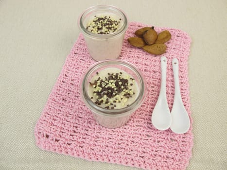 Almond milk pudding with chocolate