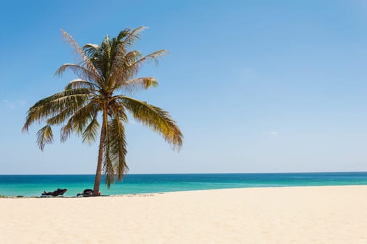 Beautiful beach with blue sea and blue sky