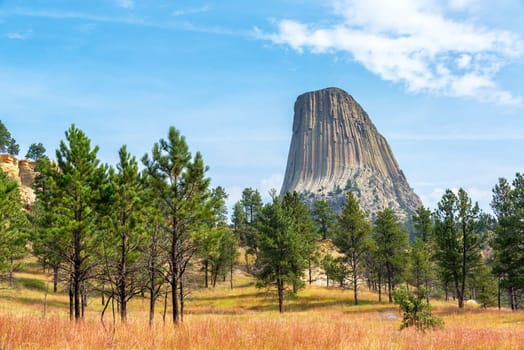 Dramatic View of Devils Tower in Wyoming