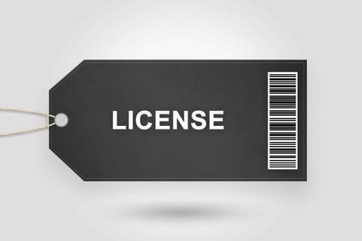 license price tag with barcode and grey radial gradient background