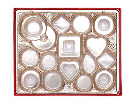 Confectionery box with partitions on white background