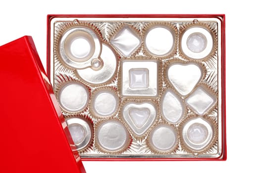 Empty confectionery box on isolated white background
