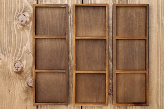 Empty wooden box with wood background