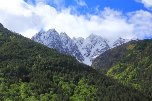 Image of beautiful landscape with Caucasus mountains