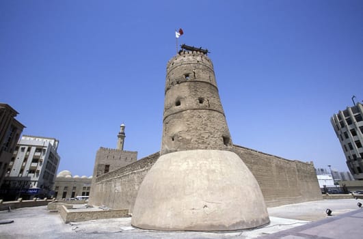 the Al Fahidi Fort in the old town in the city of Dubai in the Arab Emirates in the Gulf of Arabia.