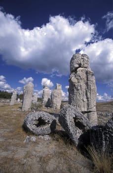 the stone forest near the city of Varna on the Blacksea in Bulgaria in east Europe.