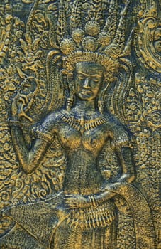 A mural at the Royal Palace in the capital Phnom Penh in Kambotscha in South East Asia.