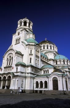 The Nevski church in the city of Sofia in Bulgaria in east Europe.