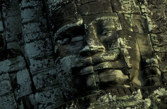 the bayon temple in angkor Thom temples in Angkor at the town of siem riep in cambodia in southeastasia.