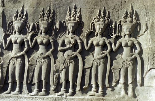 the angkor wat temple in Angkor at the town of siem riep in cambodia in southeastasia.
