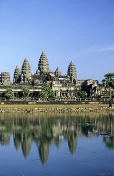 the angkor wat temple in Angkor at the town of siem riep in cambodia in southeastasia.