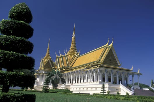 the king palace in the city of phnom penh in cambodia in southeastasia.