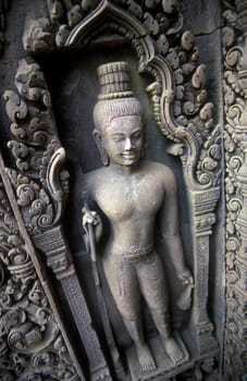 the Banteay Srei temple in Angkor at the town of siem riep in cambodia in southeastasia.