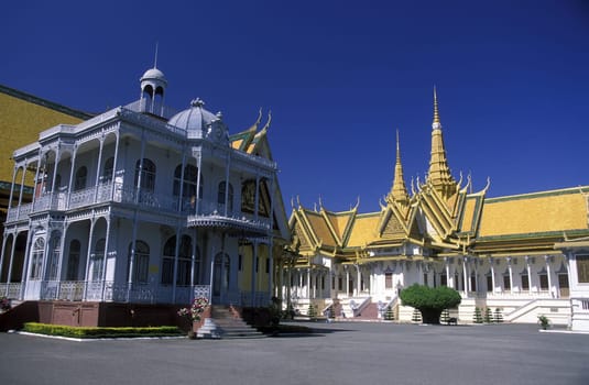 the king palace in the city of phnom penh in cambodia in southeastasia.