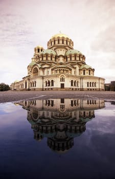 The Nevski church in the city of Sofia in Bulgaria in east Europe.