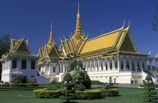 the king palace in the city of phnom penh in cambodia in southeastasia.