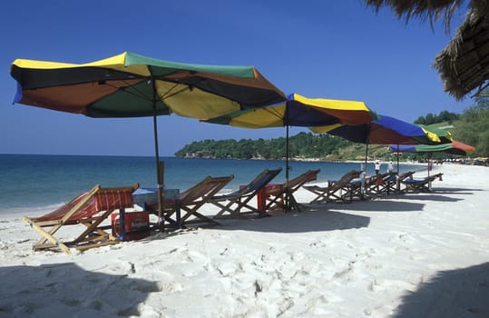 the beach at the coast of the Town of Sihanoukville in cambodia in southeastasia.