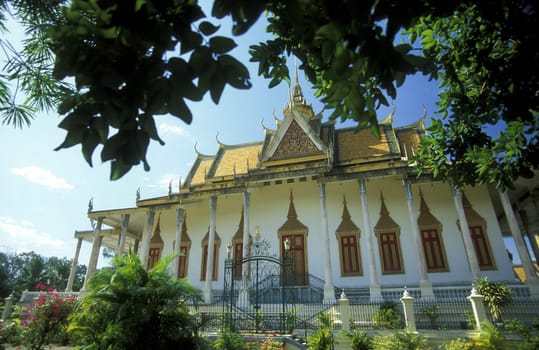 the Silver pagoda at the king palace in the city of phnom penh in cambodia in southeastasia.