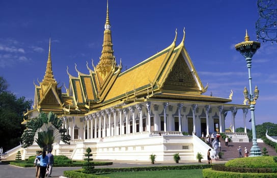 the Silver pagoda at the king palace in the city of phnom penh in cambodia in southeastasia.