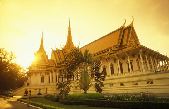 the Silver pagoda at the king palace in the city of phnom penh in cambodia in southeastasia.