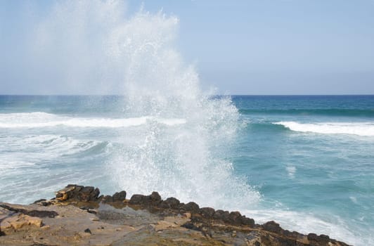 Sea surf on the cliffs of La Pared