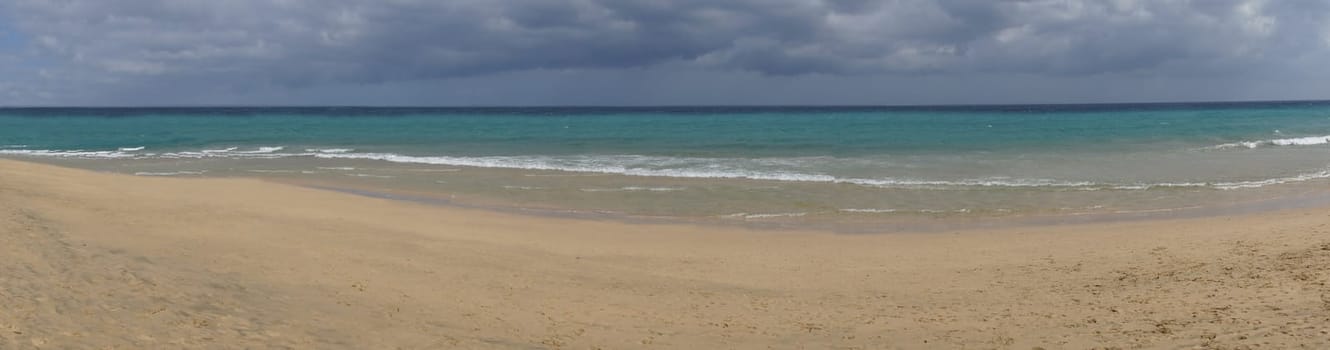 Panoramic view of the sandy beach at Costa Calma