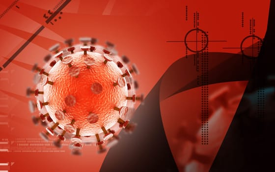 Digital illustration of HIV Virus in colour background