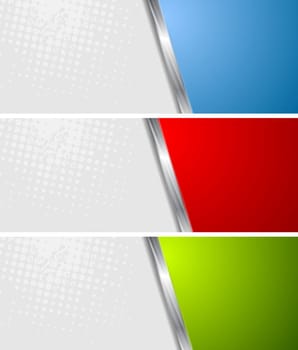 Abstract banners with metallic stripes. Vector