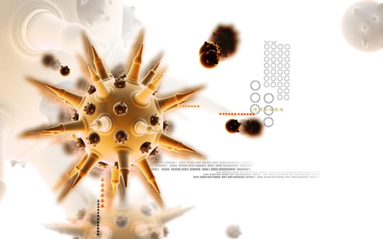Digital illustration of Flu virus in colour background