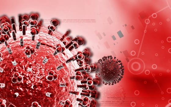 Digital illustration of avian virus in colour background