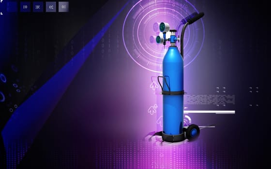 Digital illustration of oxygen cylinder in colour background