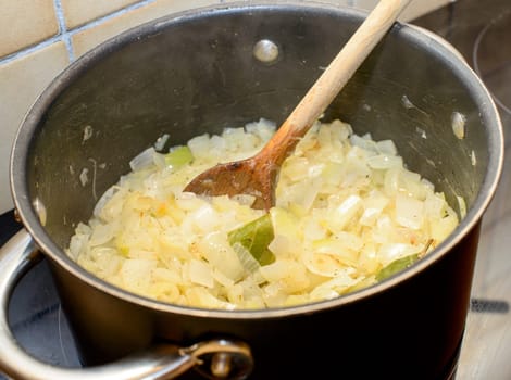 onions in the pan
