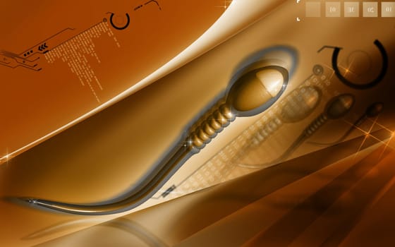 Digital illustration of sperm in colour background
