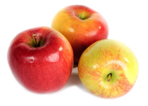 three apples on the white background