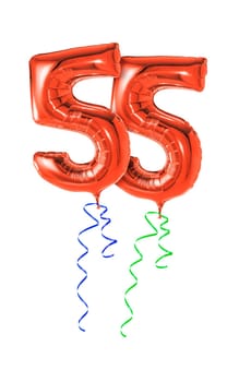 Red balloons with gift ribbon - number 55