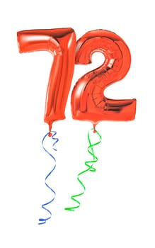Red balloons with gift ribbon - number 72