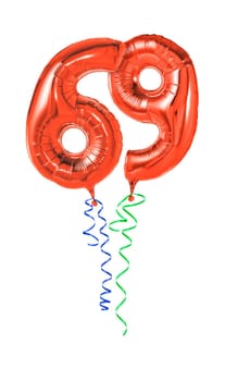Red balloons with gift ribbon - number 69
