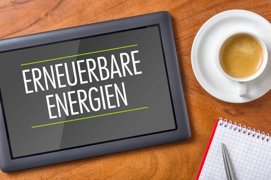 Tablet on desk - Renewable energy