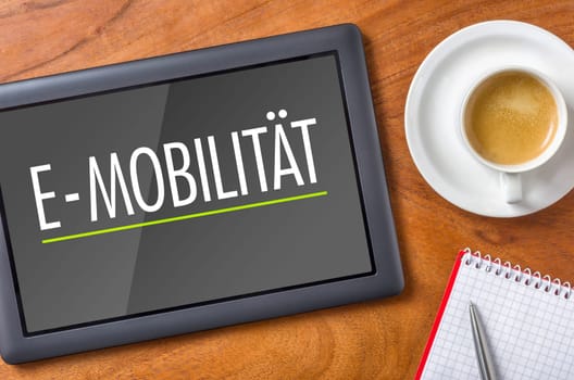 Tablet on desk - e-mobility