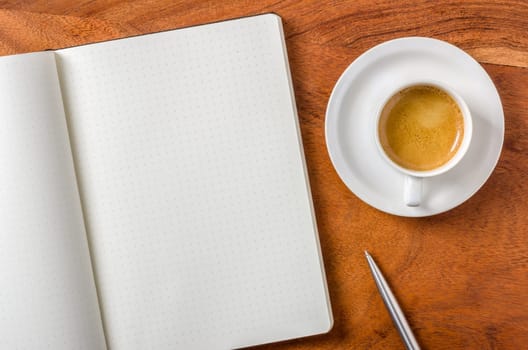Empty notebook on desk