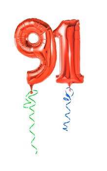 Red balloons with gift ribbon - number 91