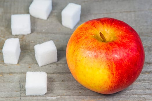 Apple and cubed sugar