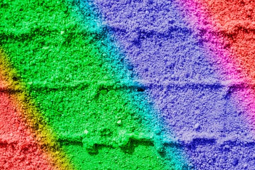 Rainbow colours in the sand