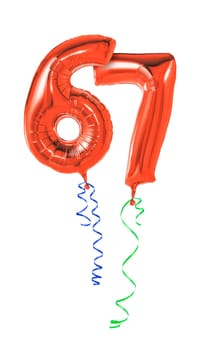 Red balloons with gift ribbon - number 67