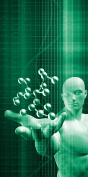 Man Observing and Analyzing Molecule Structure Art