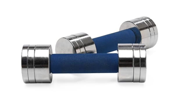 Pair of dumbbells isolated over white background